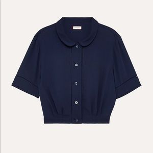 Aritzia Sunday Best Sally Blouse Small Navy